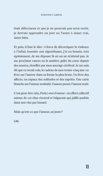 Parlez-moi d’amour - Une bluette sous la direction de Léa Clermont-Dion [LIVRE NUMÉRIQUE]